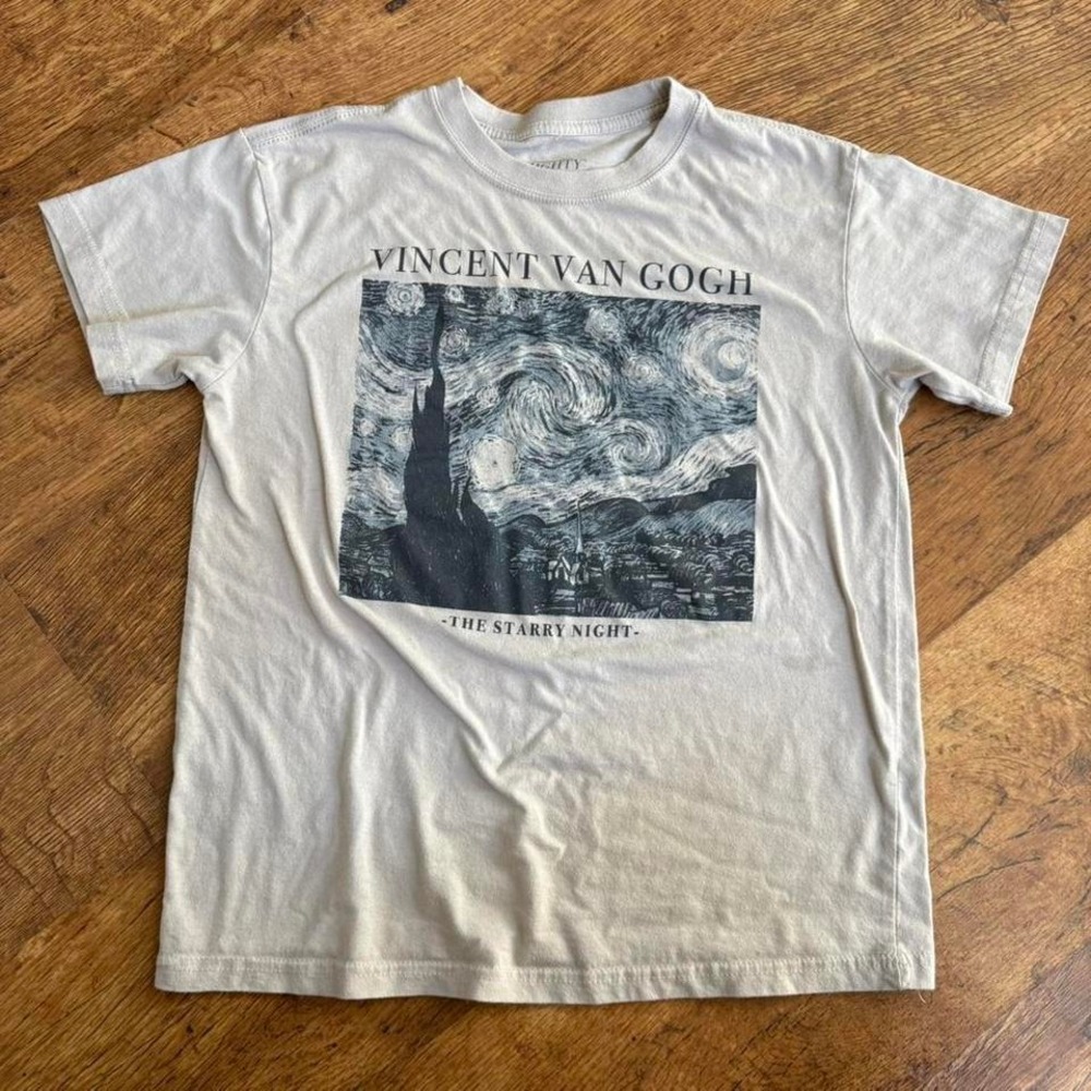 tan cream Van Gogh graphic t-shirt